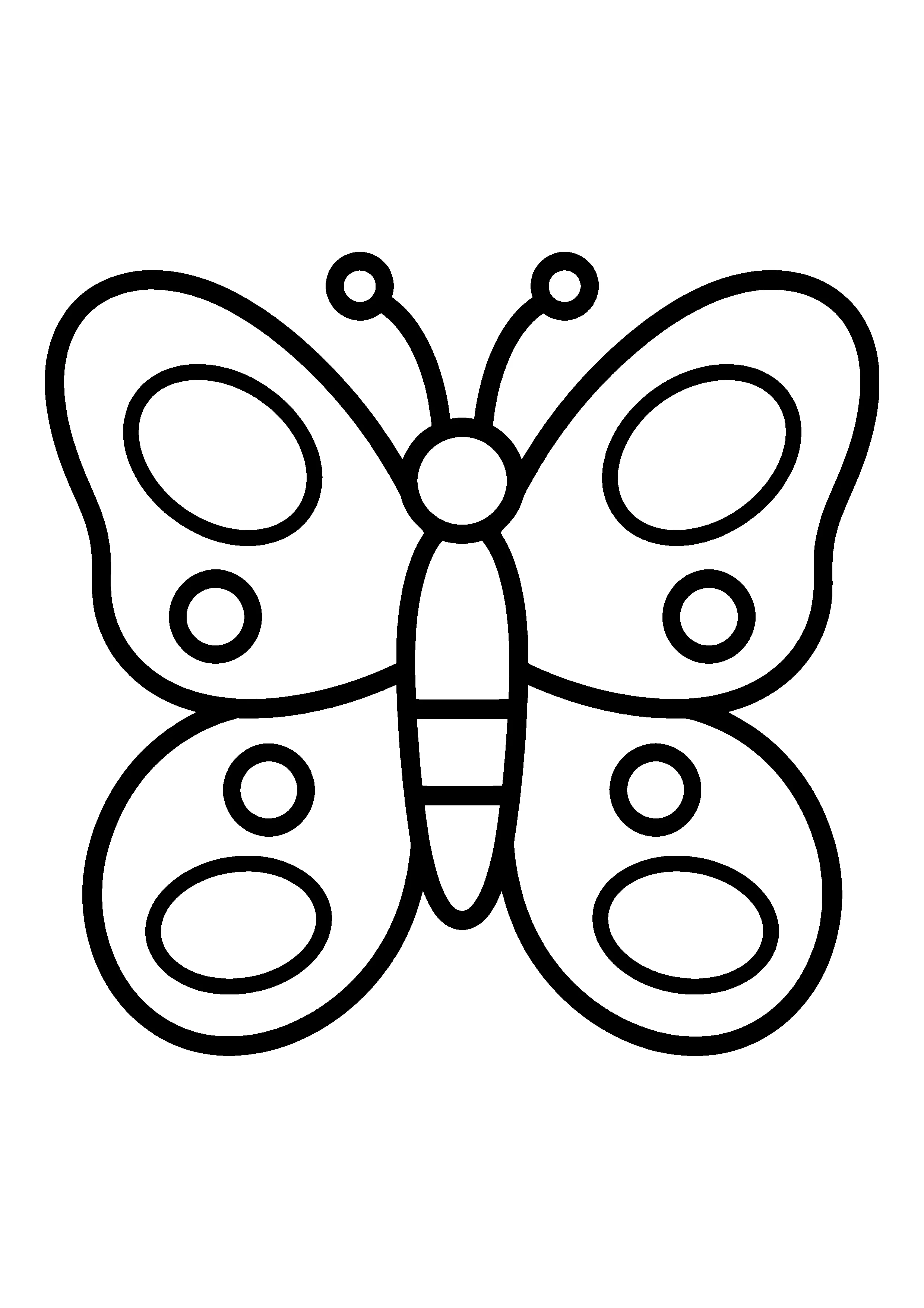 Butterfly with oval wing spots coloring page, printable line art