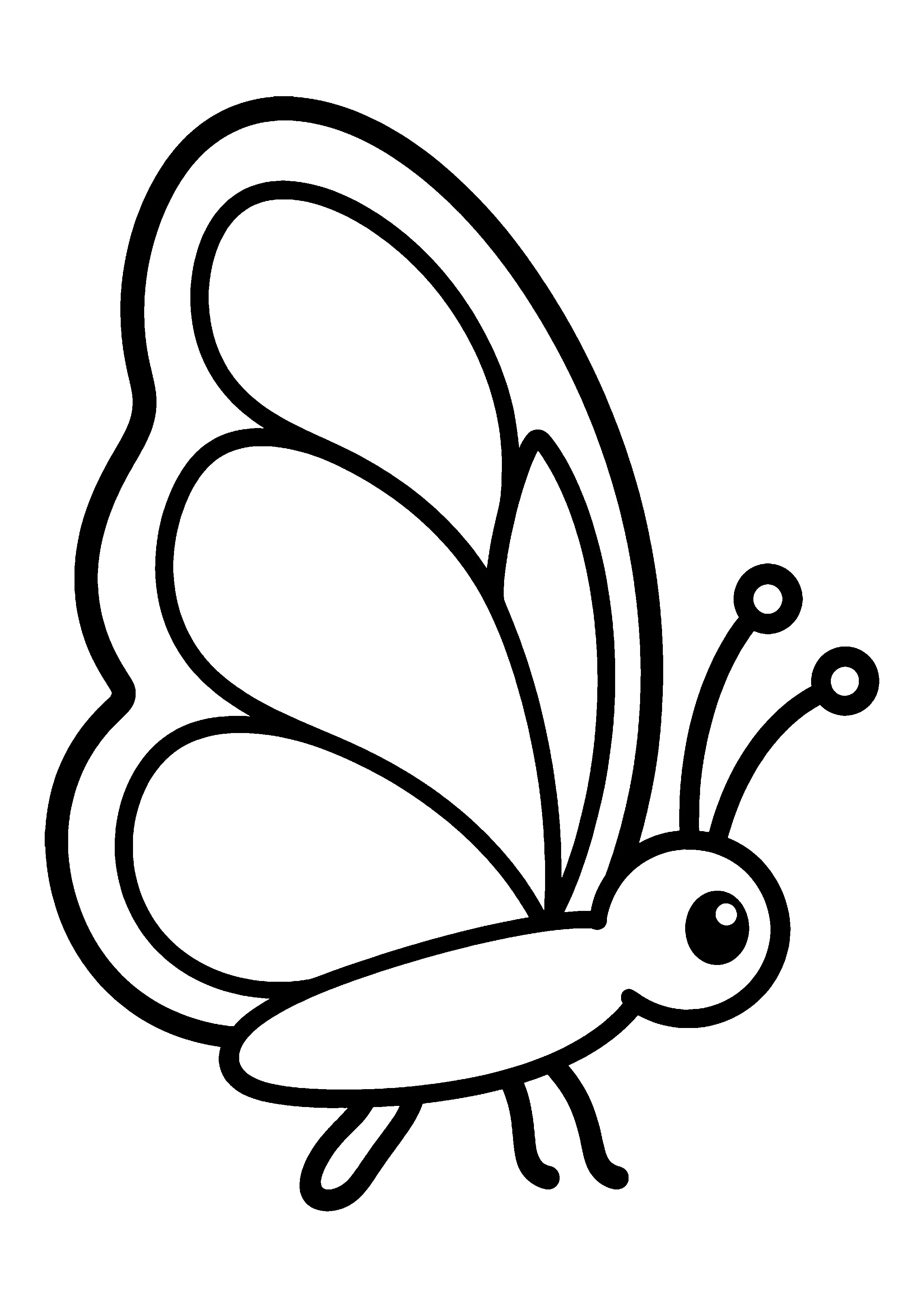 Butterfly with folded wings coloring page, printable line art