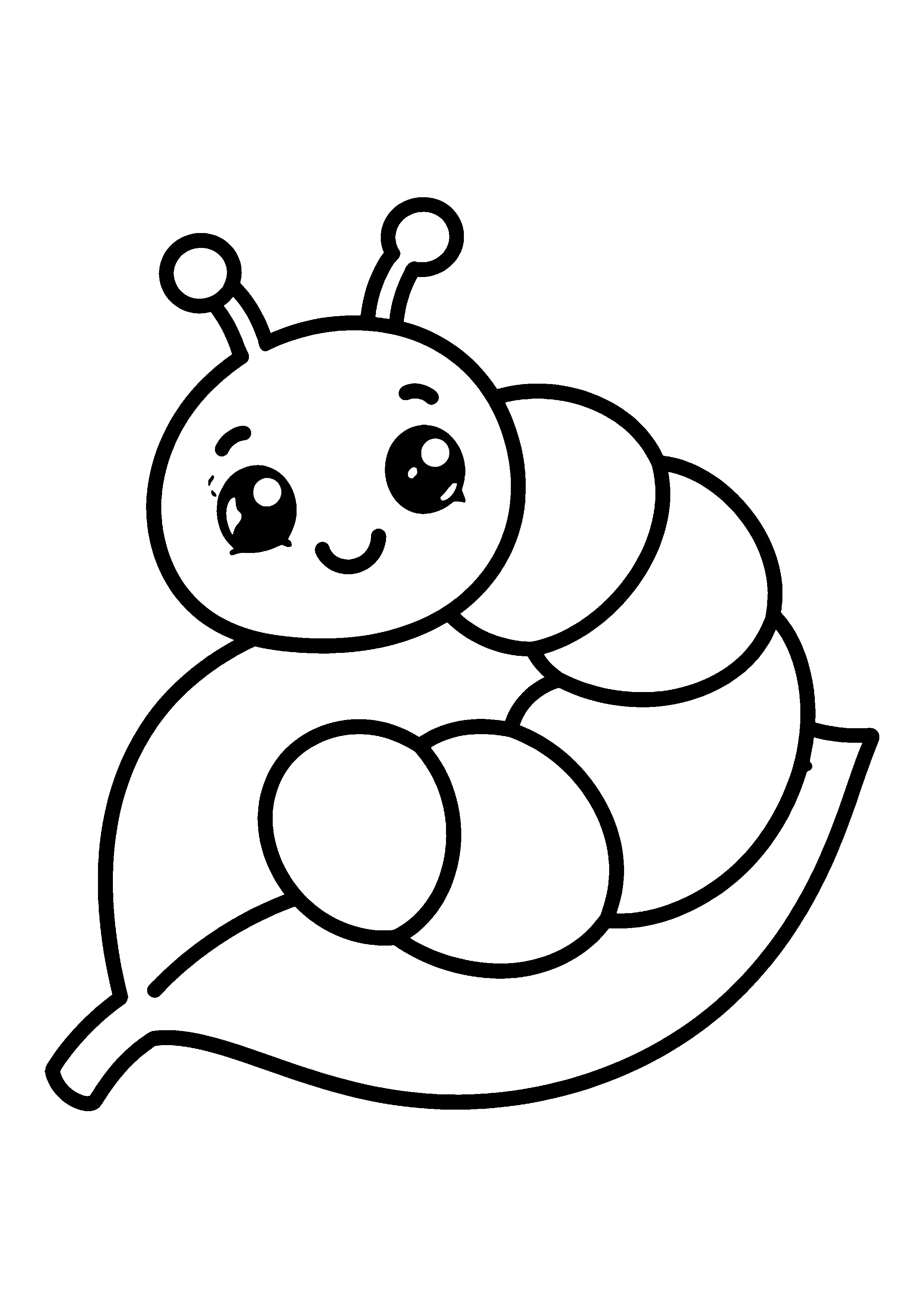 Caterpillar on a leaf coloring page, printable line art