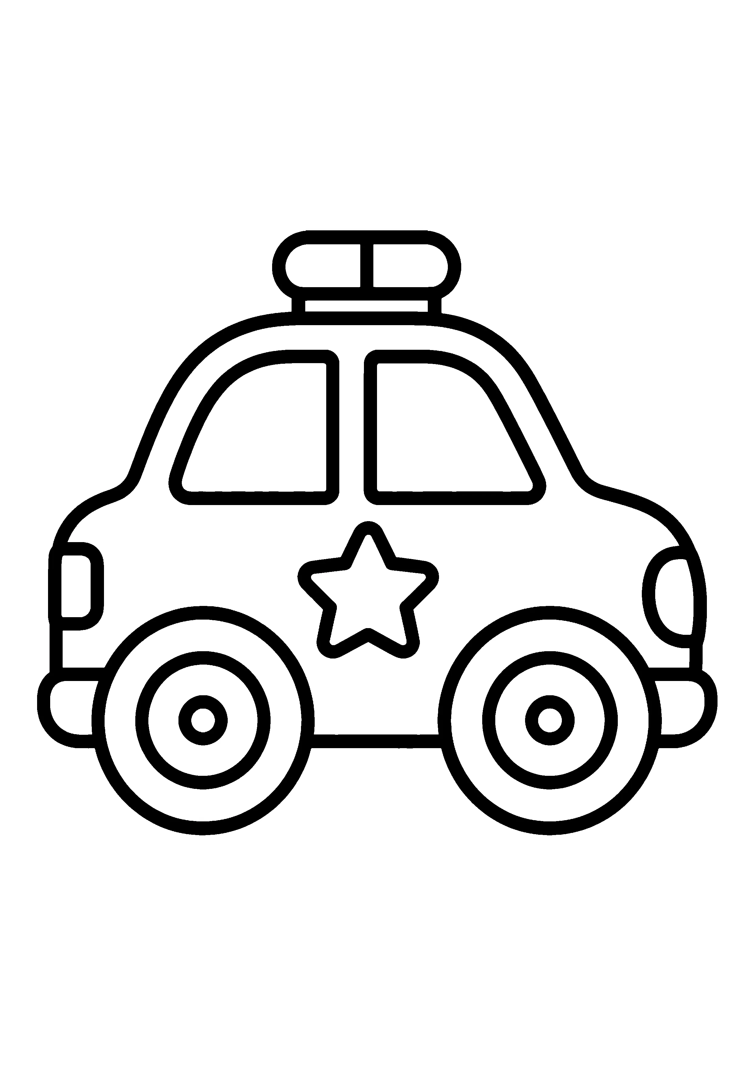 Police car with star coloring page, printable line art