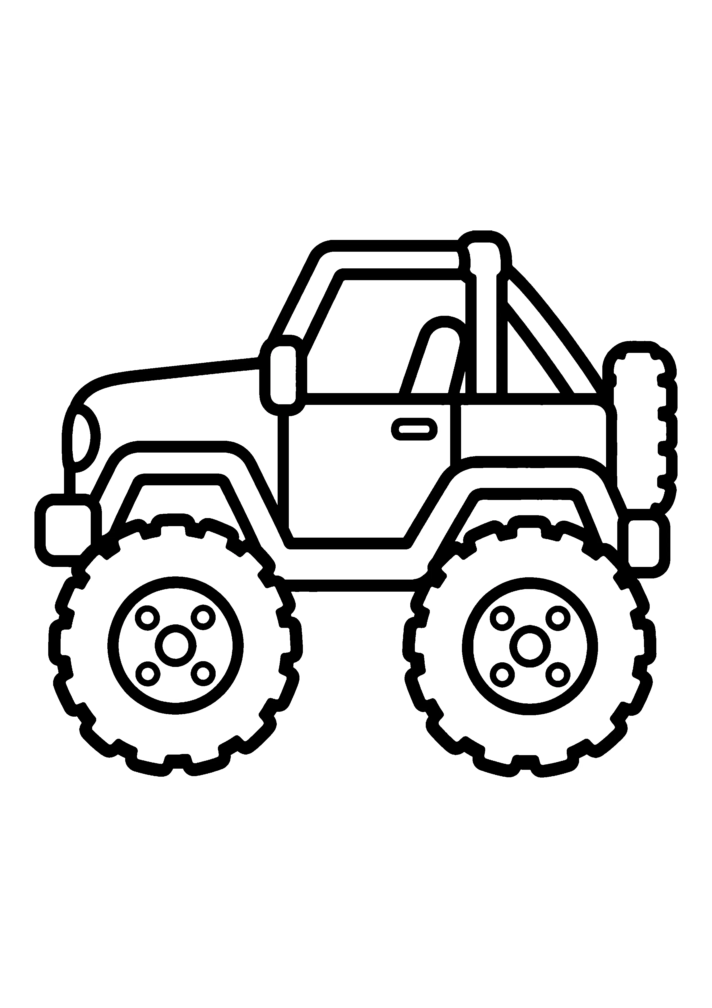 Off-road jeep with spare tire coloring page, printable line art