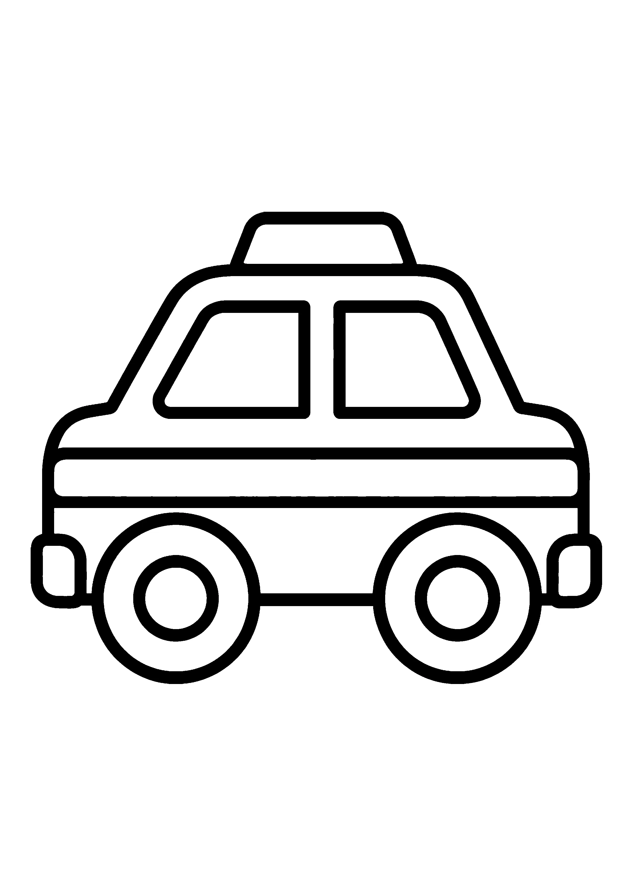 Taxi cab side view coloring page, printable line art