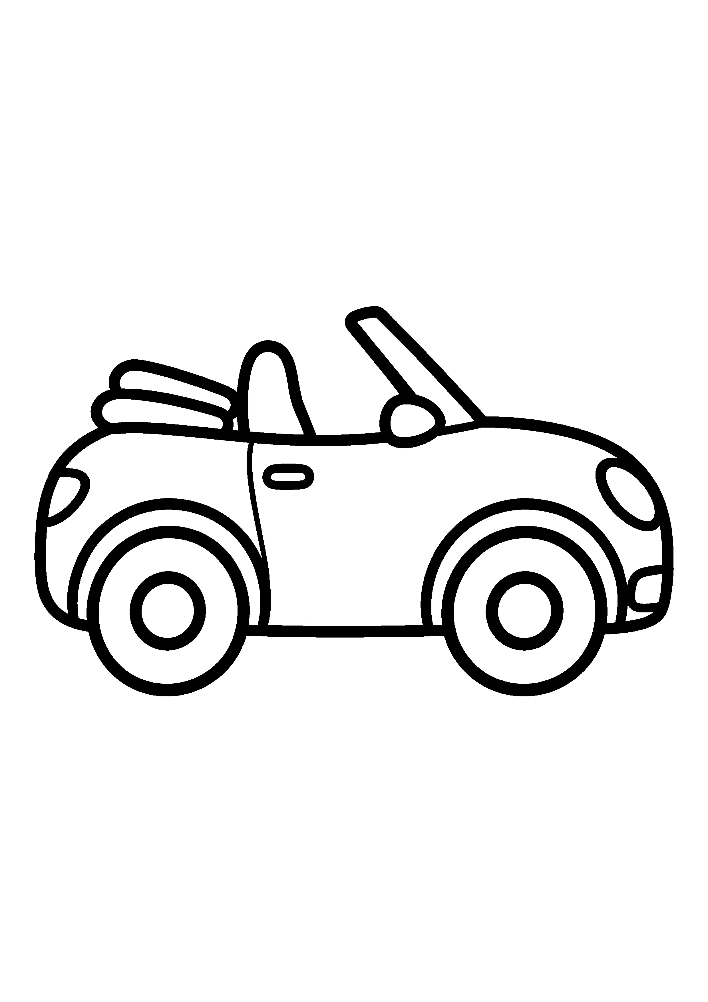 Convertible with folded top coloring page, printable line art