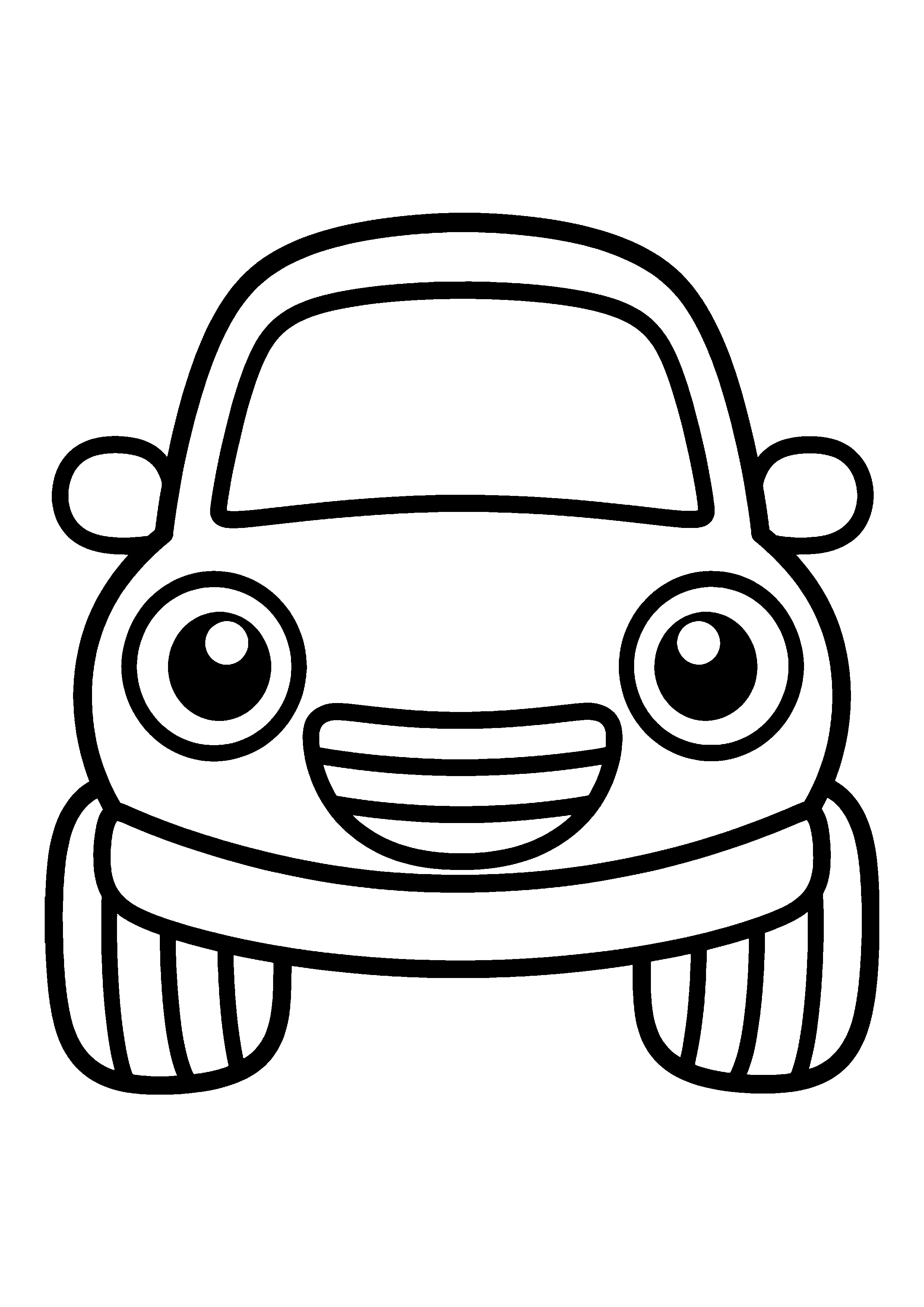 Friendly car with smiling grille coloring page, printable line art