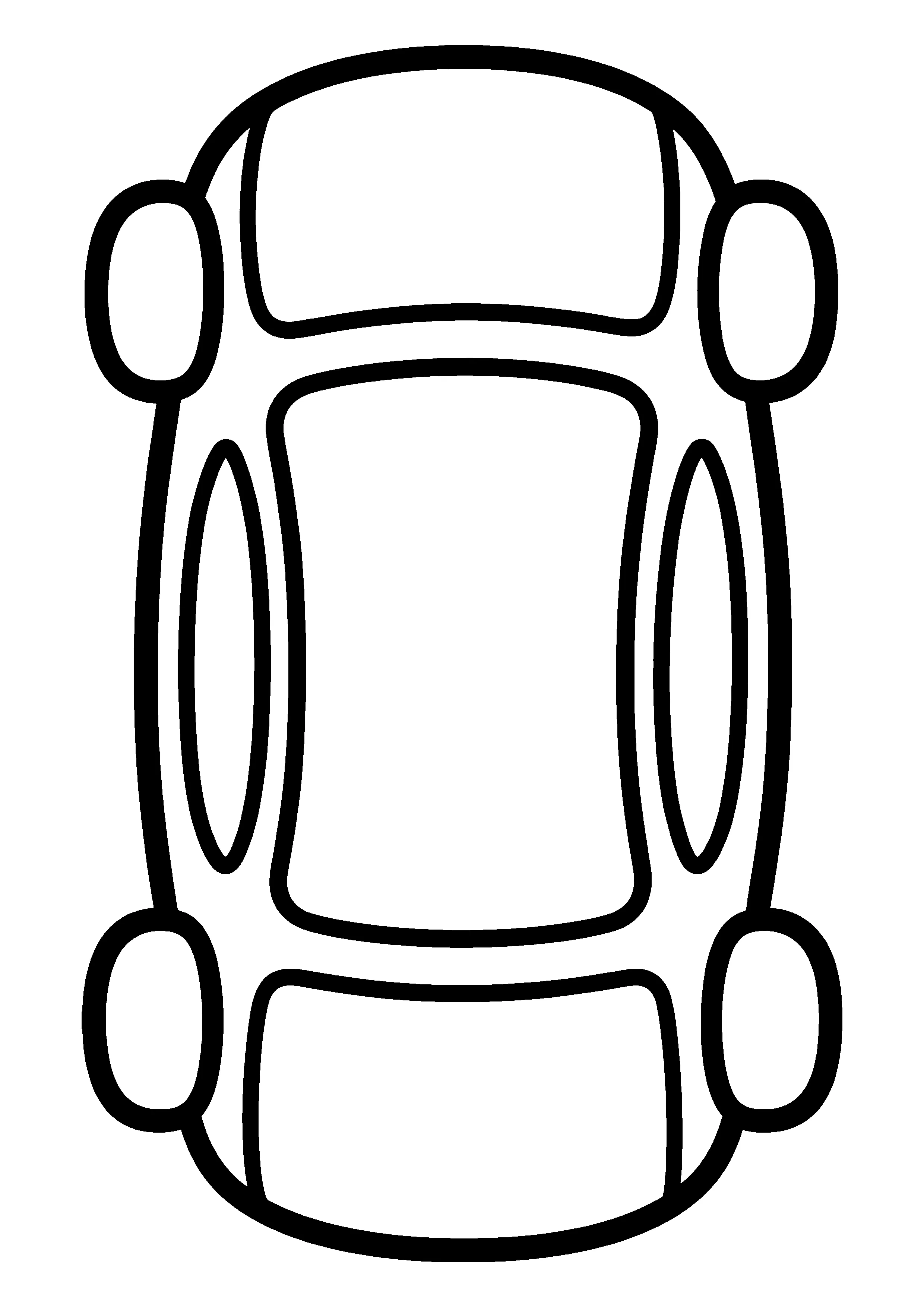 Car seen from above coloring page, printable line art