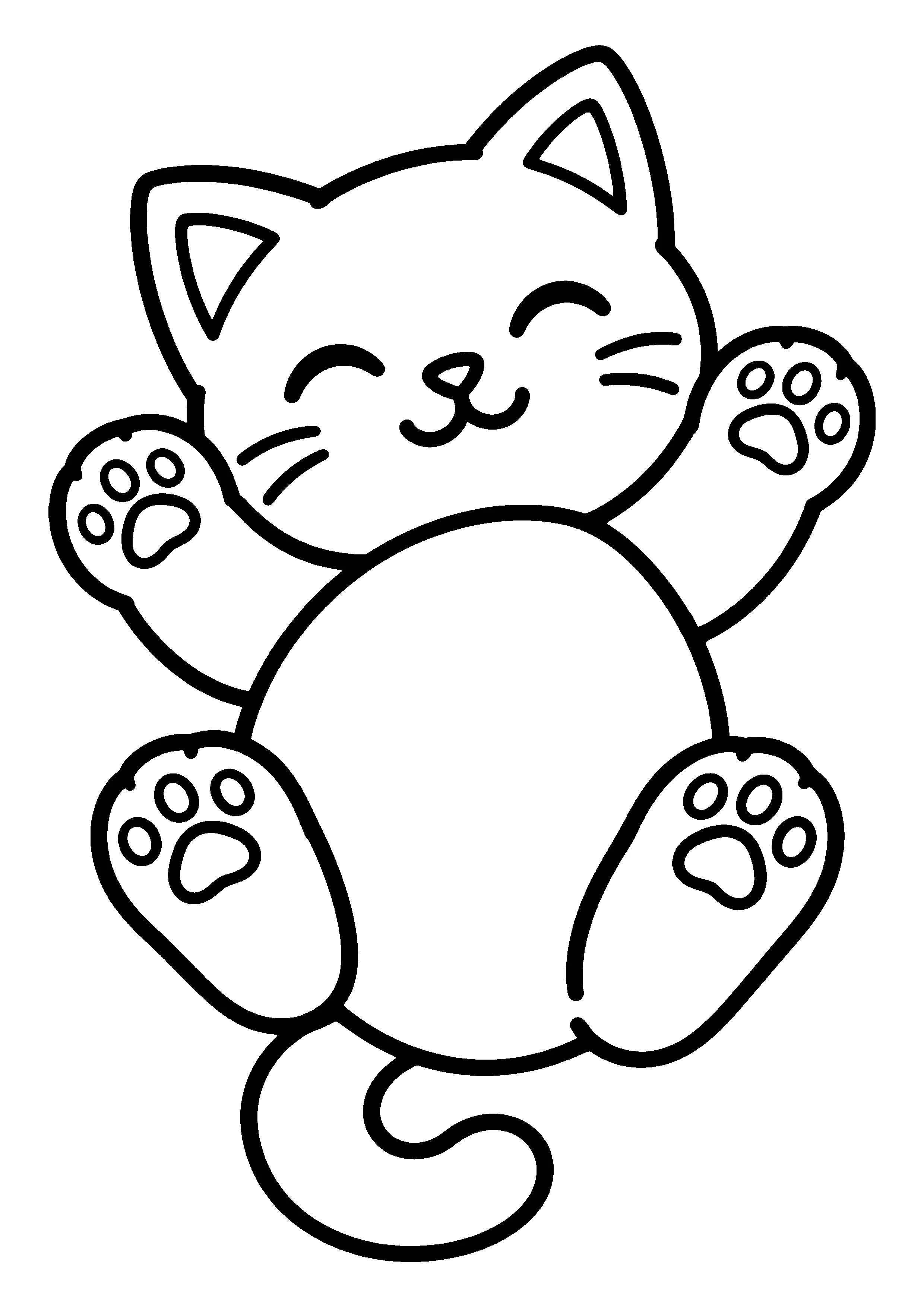 Kitten with paws up coloring page, printable line art