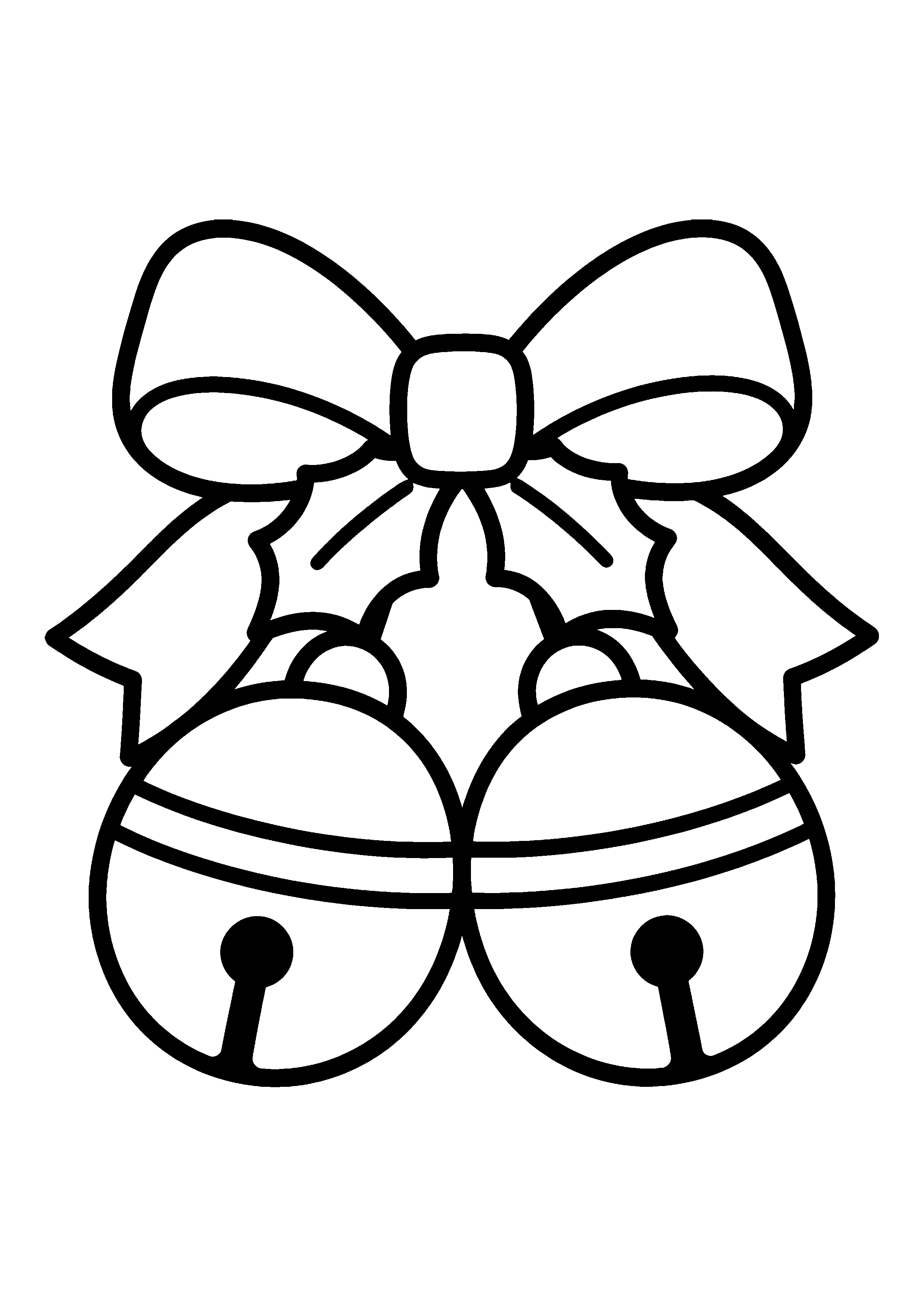 Jingle bells with ribbon coloring page, printable line art