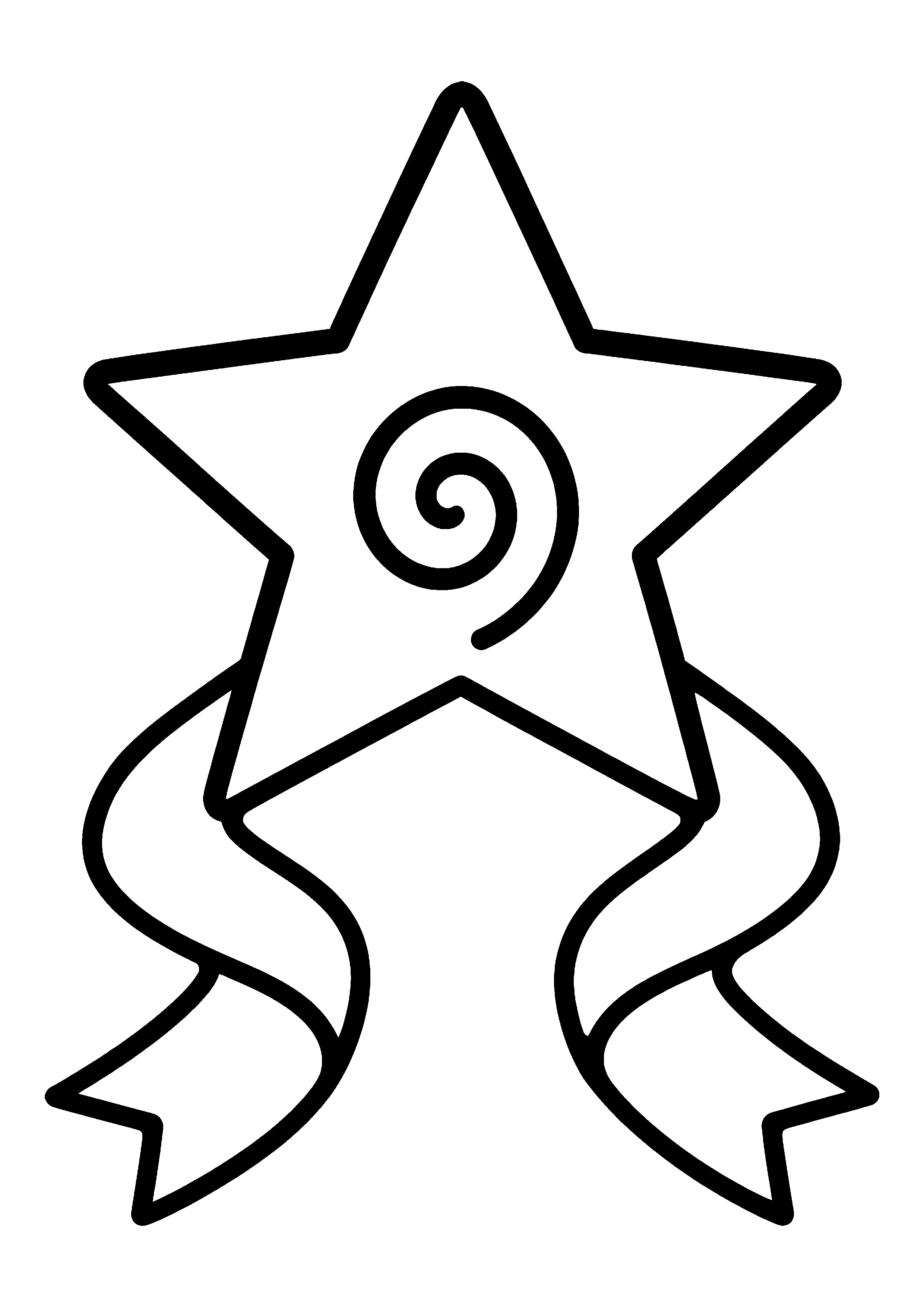 Christmas star tree topper coloring page, printable line art