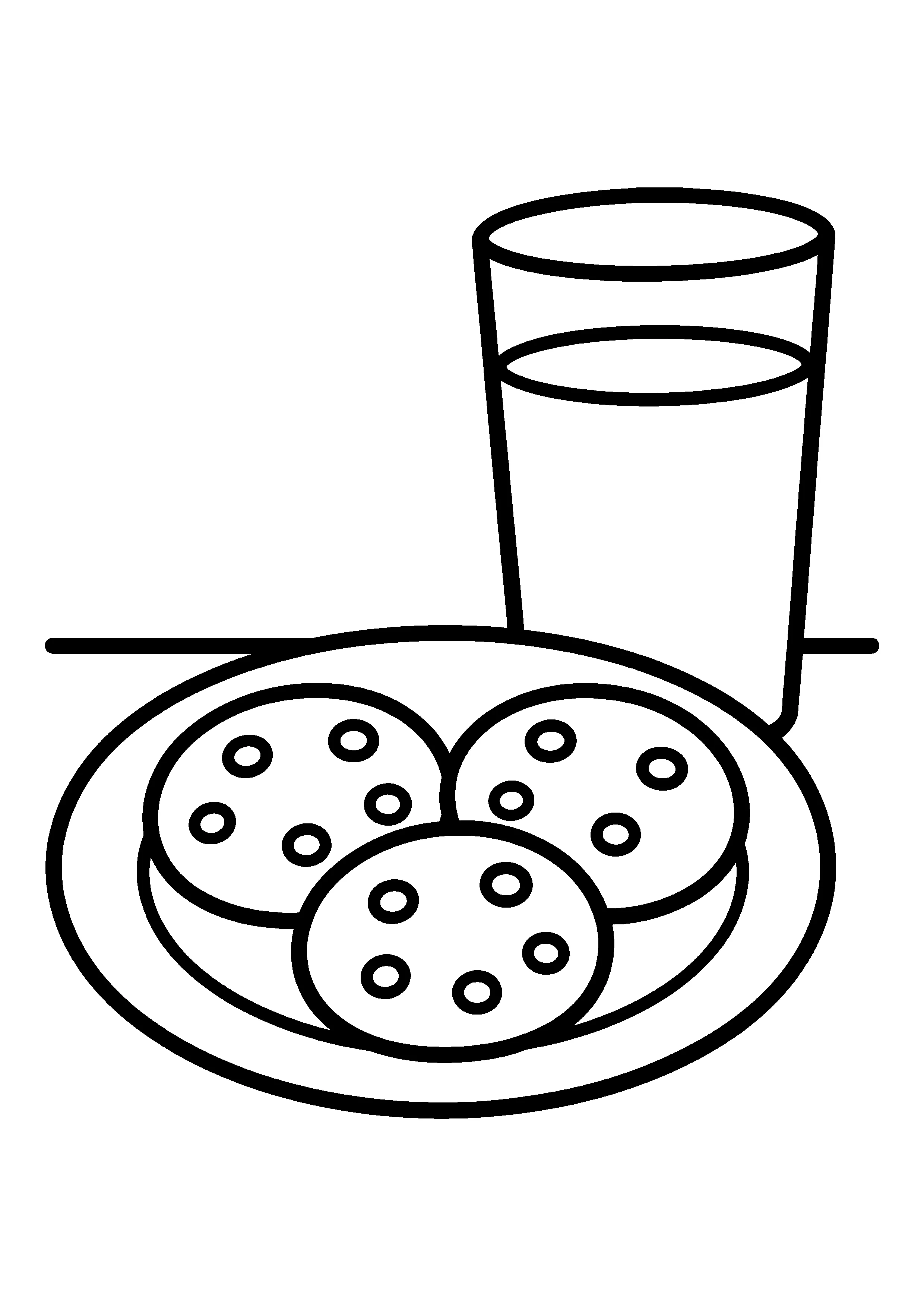 Christmas cookies and milk coloring page, printable line art
