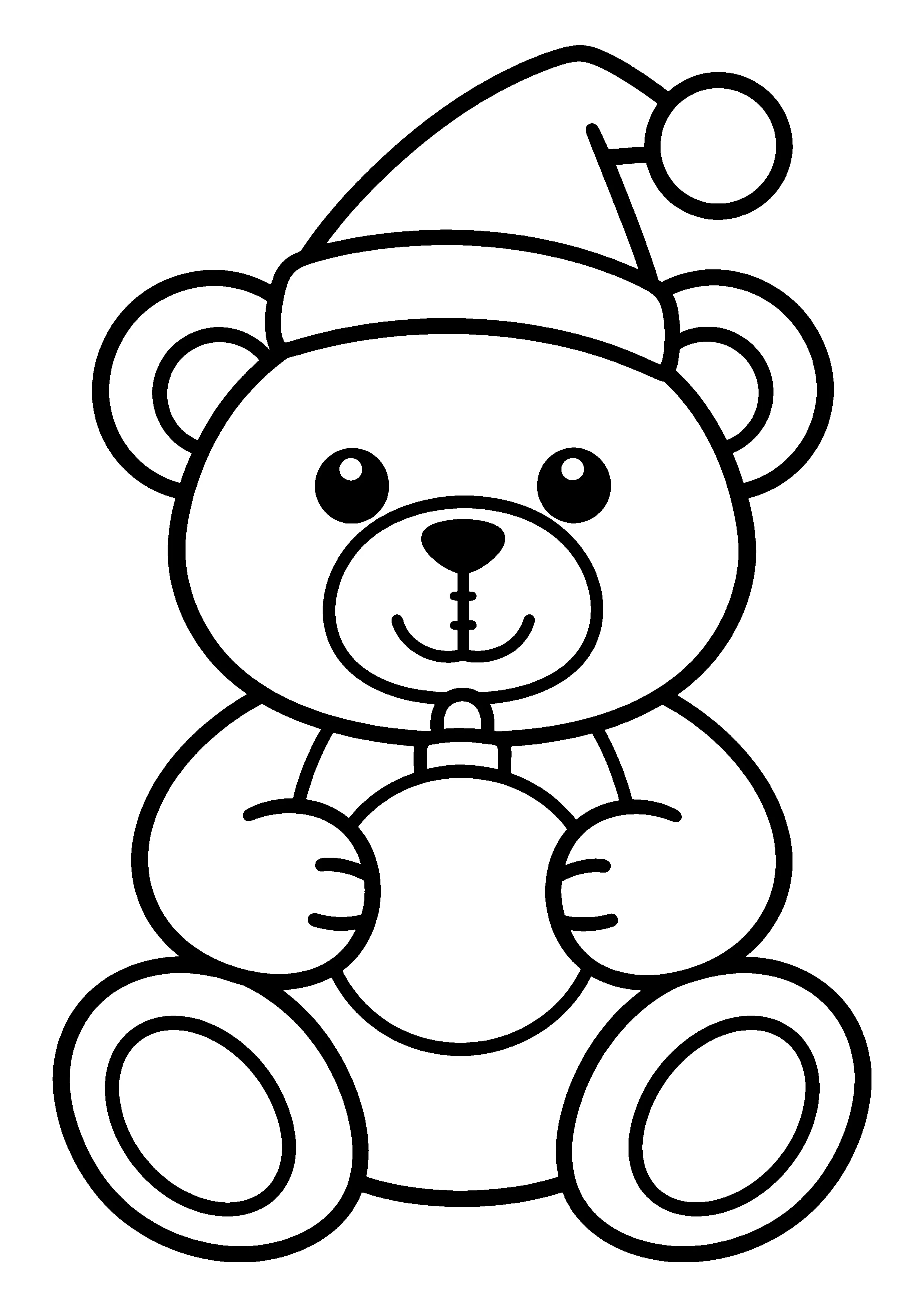 Teddy bear holding bauble coloring page, printable line art