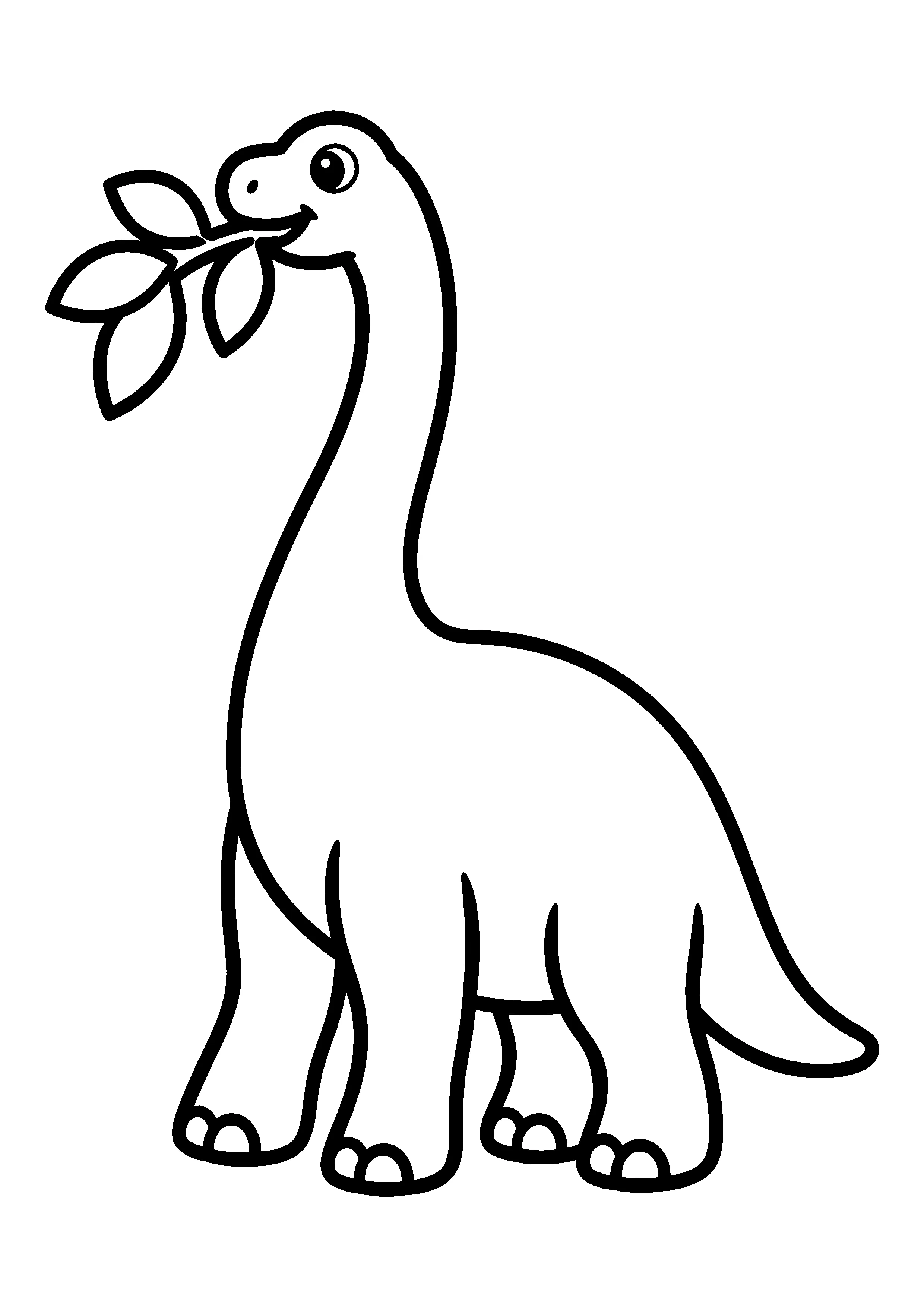 Brachiosaurus eating leaves coloring page, printable line art