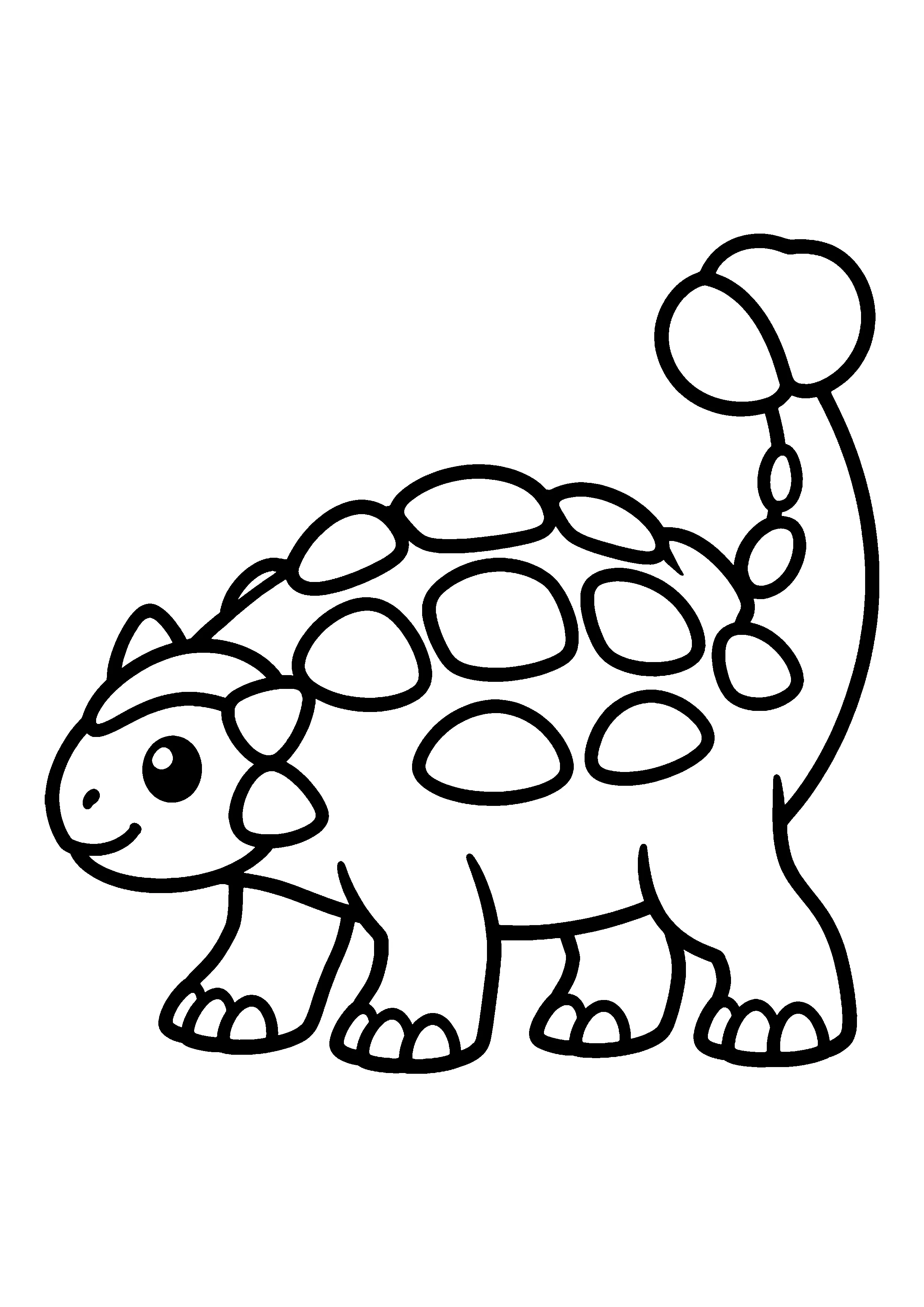 Ankylosaurus with club tail coloring page, printable line art
