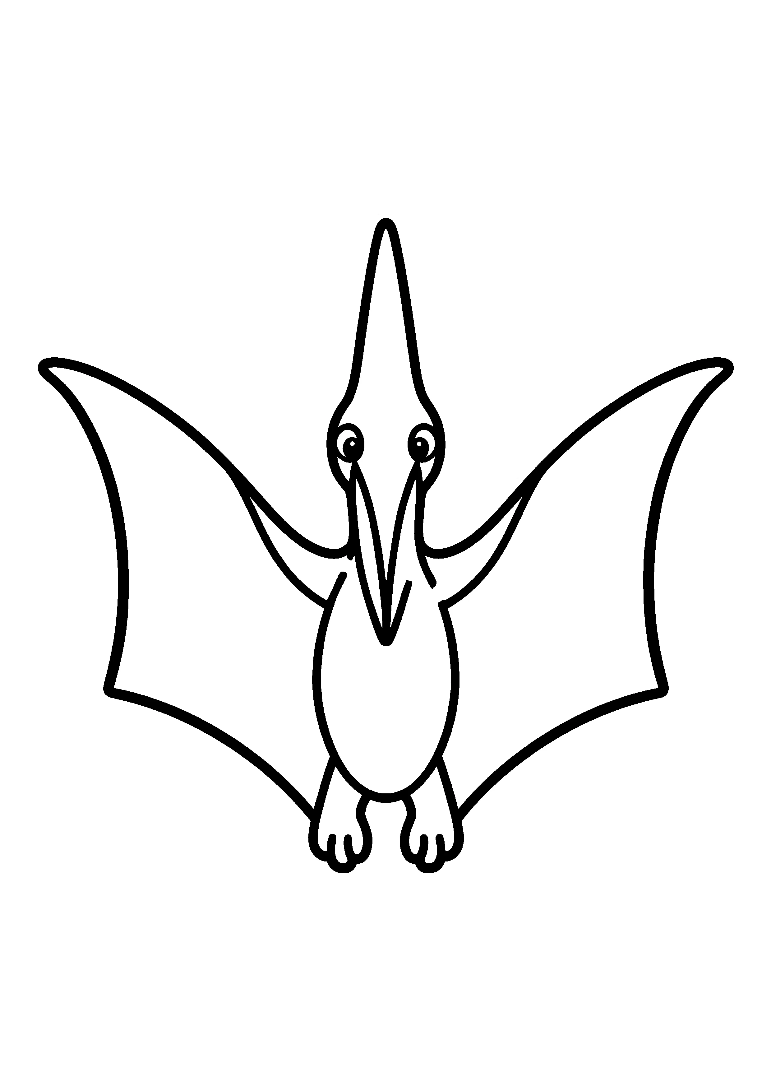 Pteranodon with spread wings coloring page, printable line art
