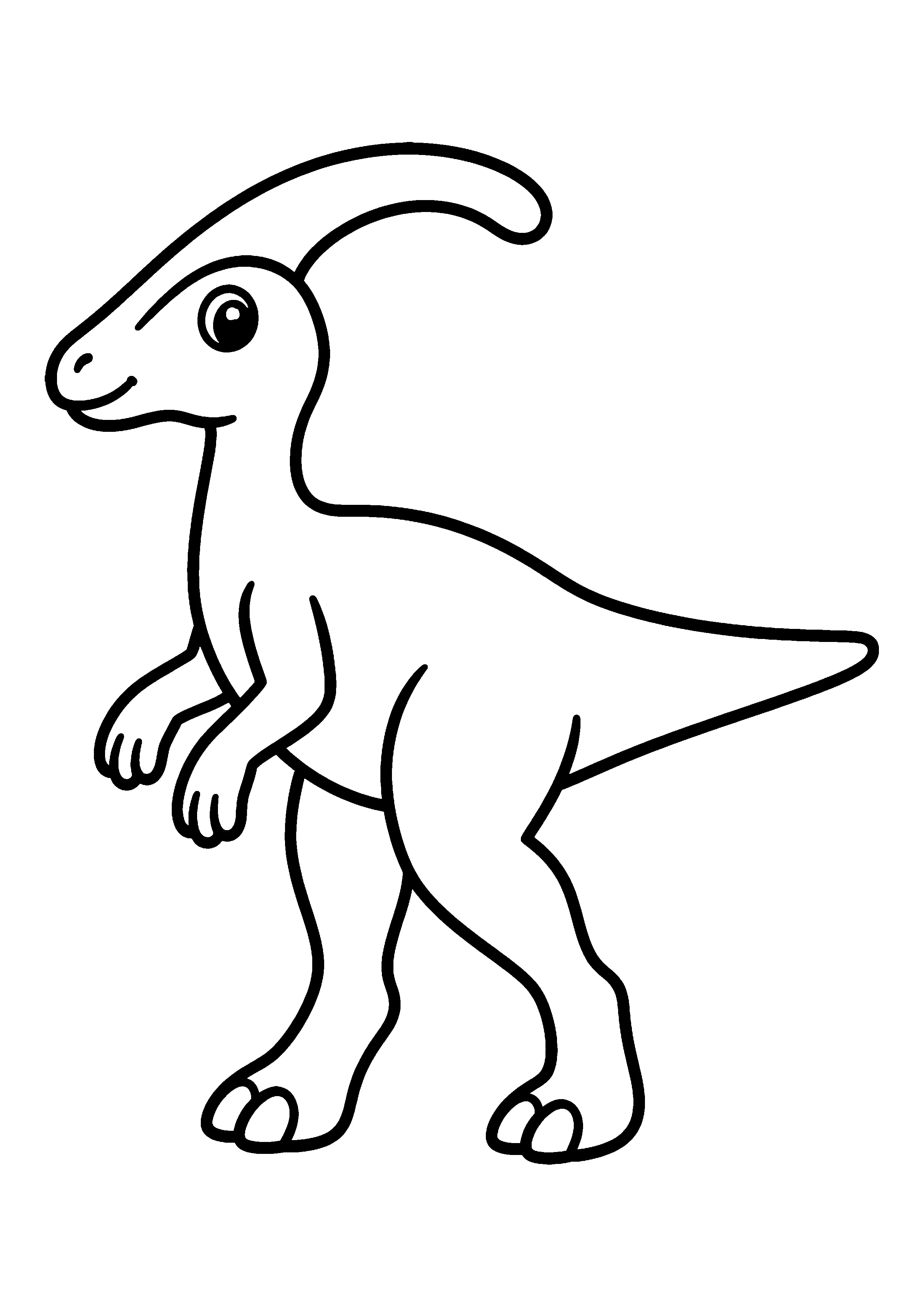 Parasaurolophus walking coloring page, printable line art