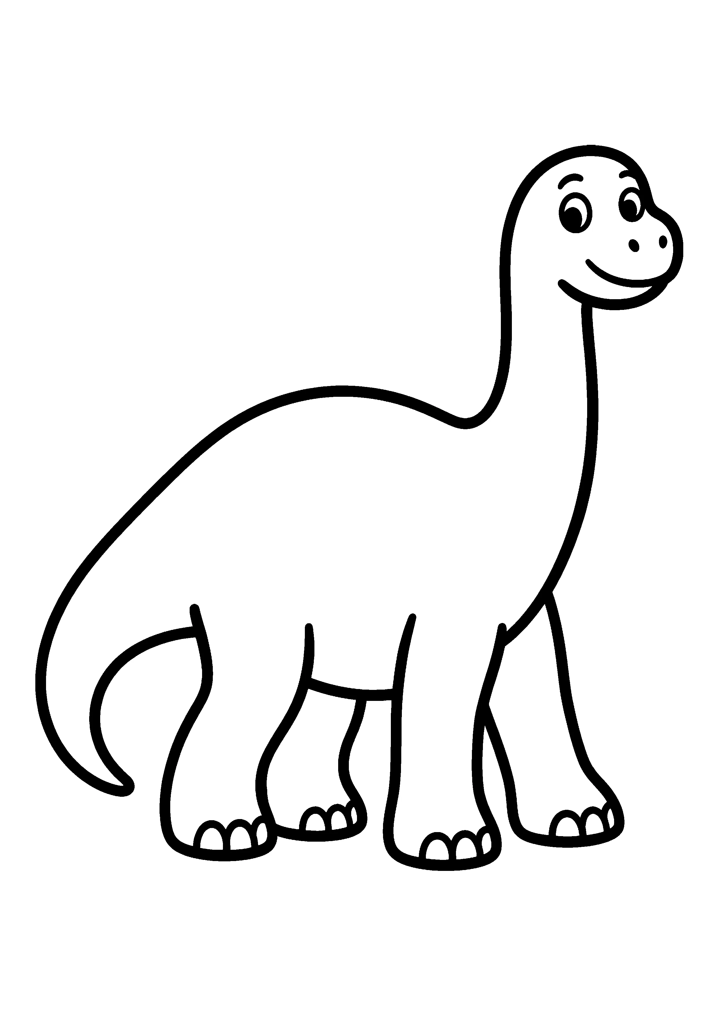 Apatosaurus with long neck coloring page, printable line art