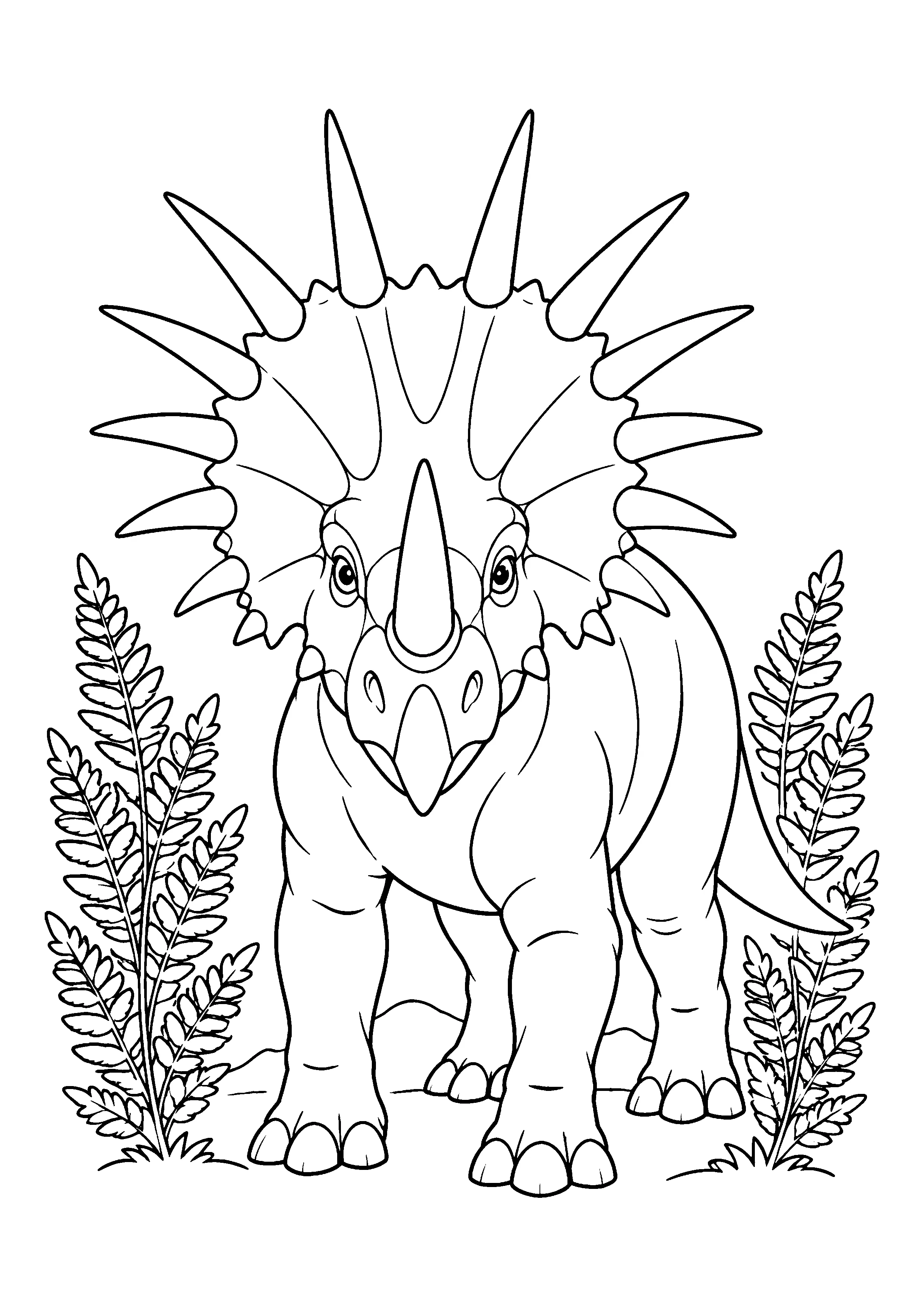Styracosaurus with spiked frill coloring page, printable line art