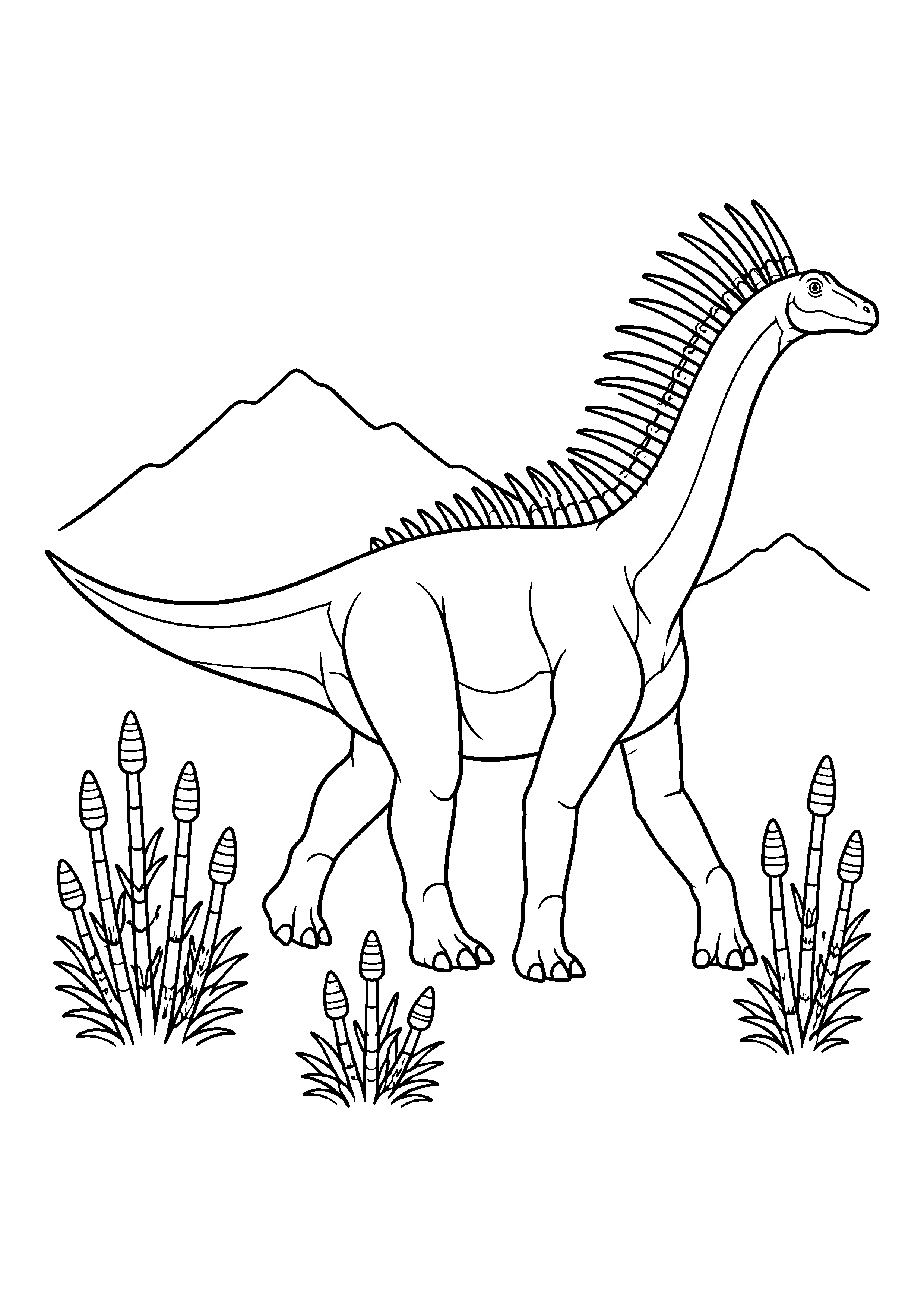 Amargasaurus with neck spines coloring page, printable line art