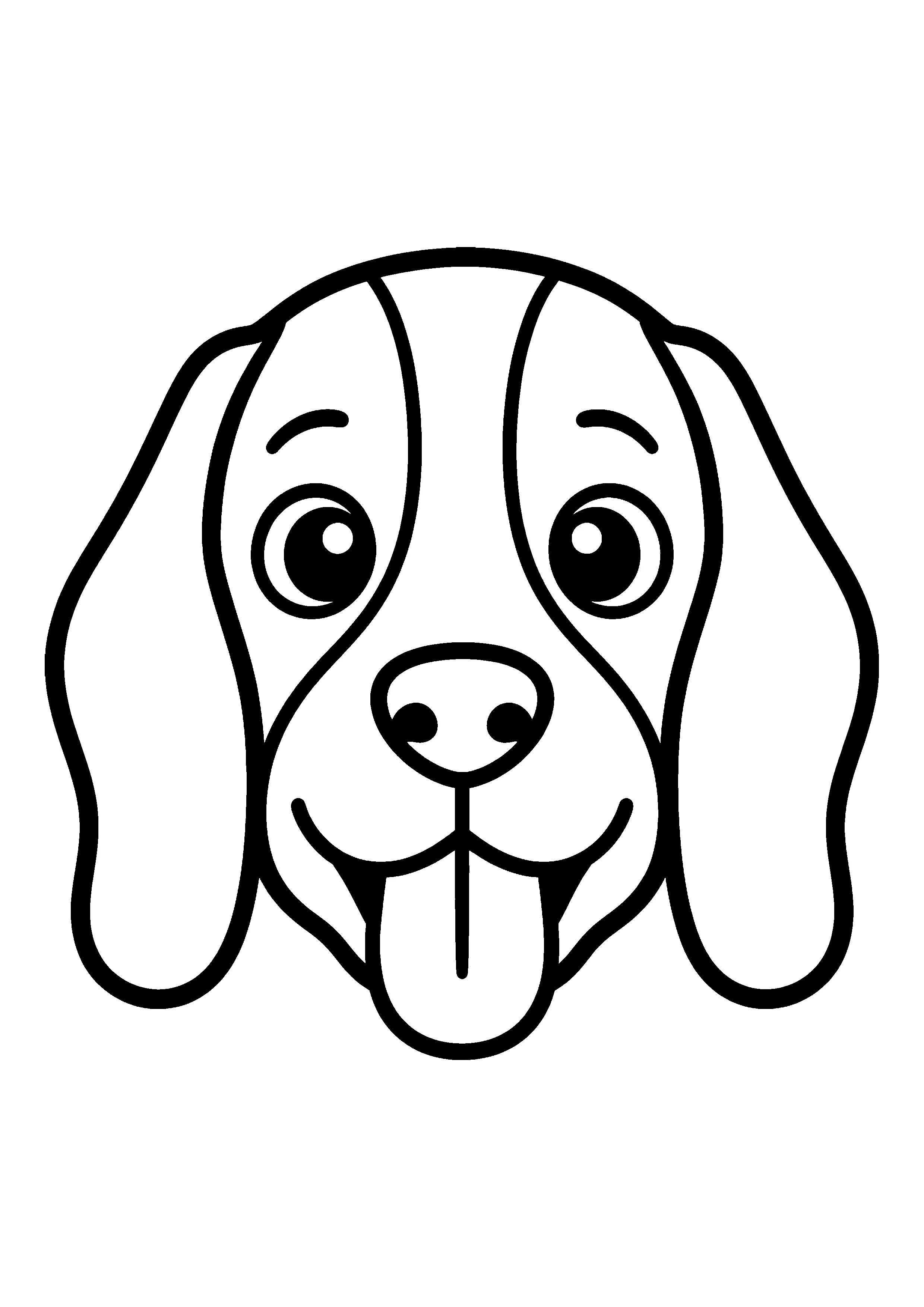 Beagle head portrait coloring page, printable line art