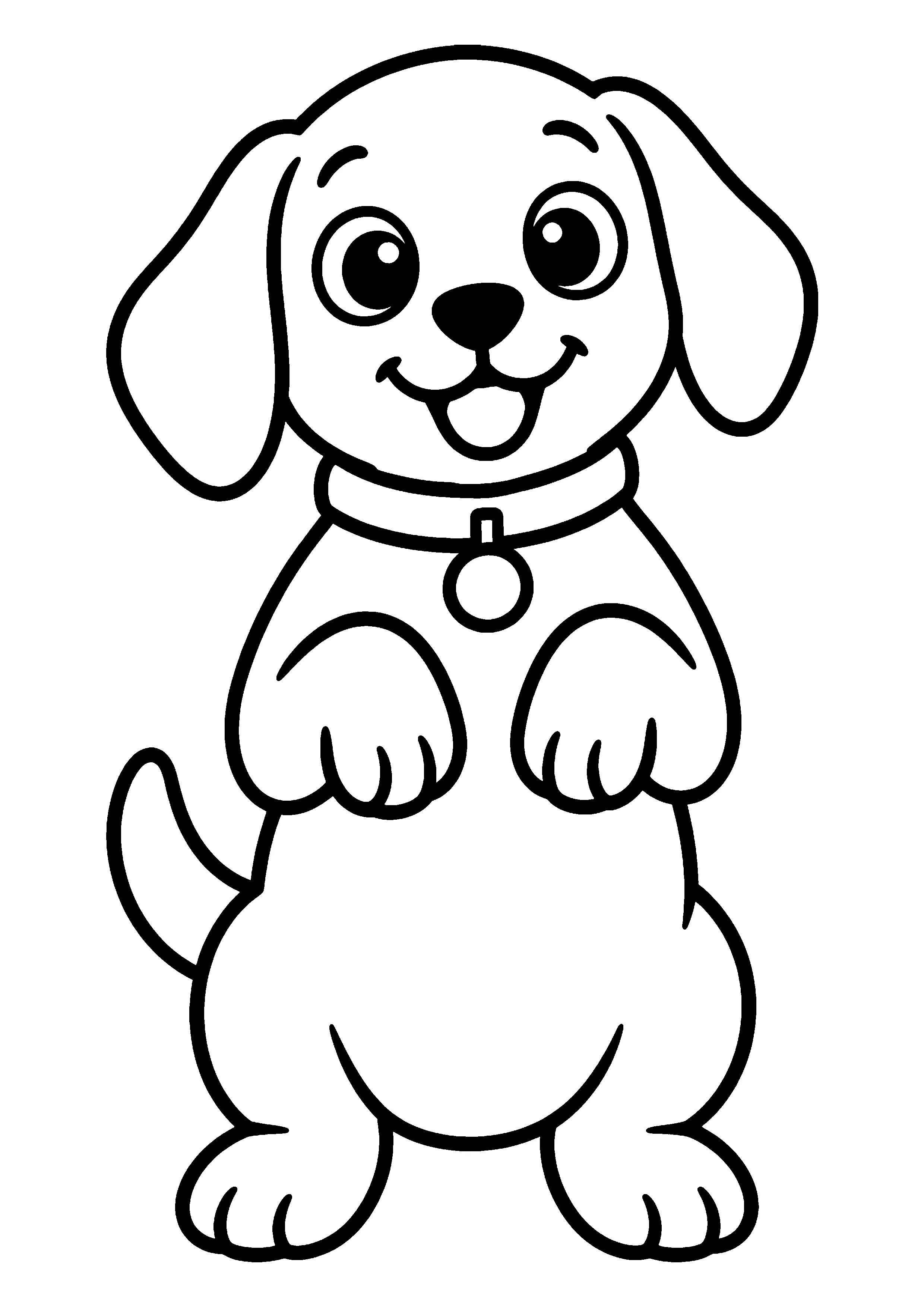 Doggie sitting up begging coloring page, printable line art