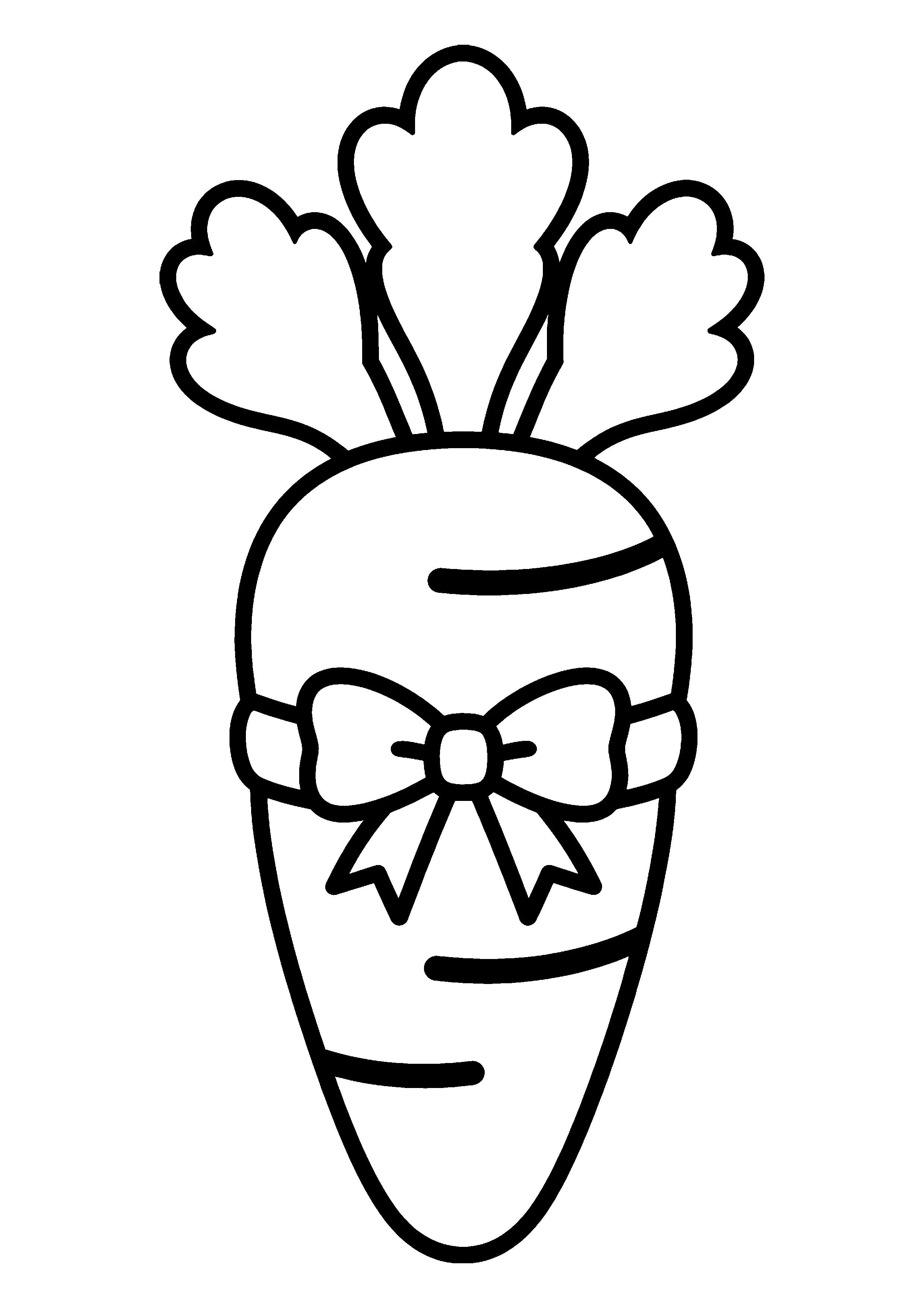 Carrot with ribbon bow coloring page, printable line art