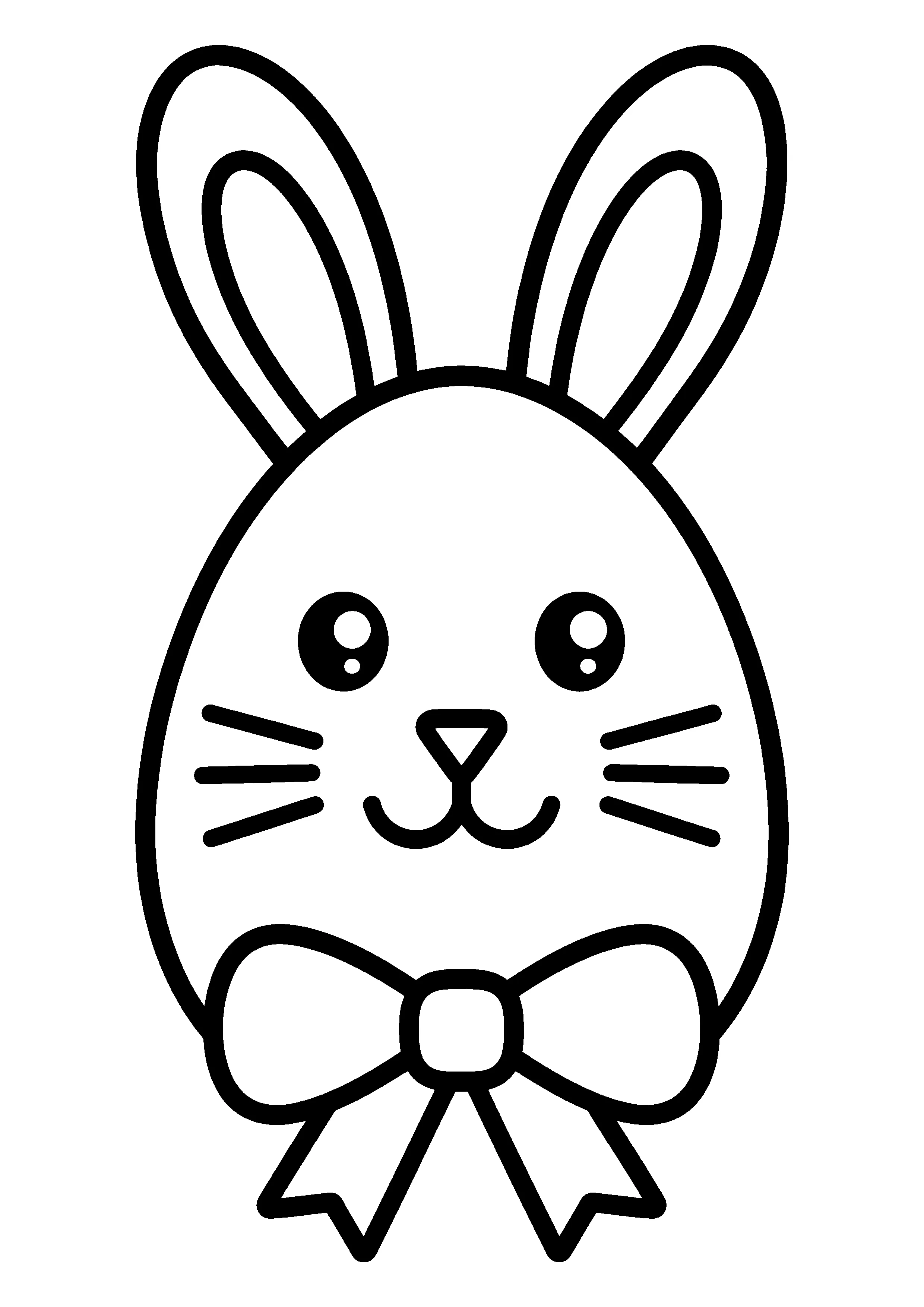 Bunny egg with bow coloring page, printable line art