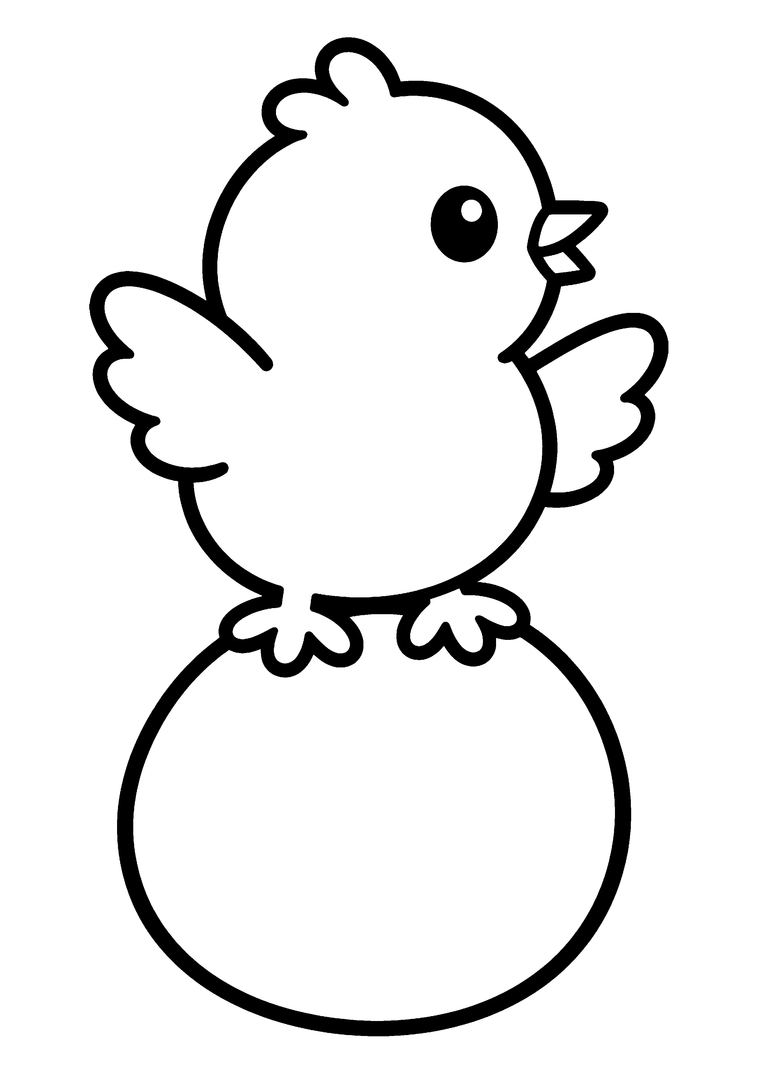 Chick sitting on egg coloring page, printable line art