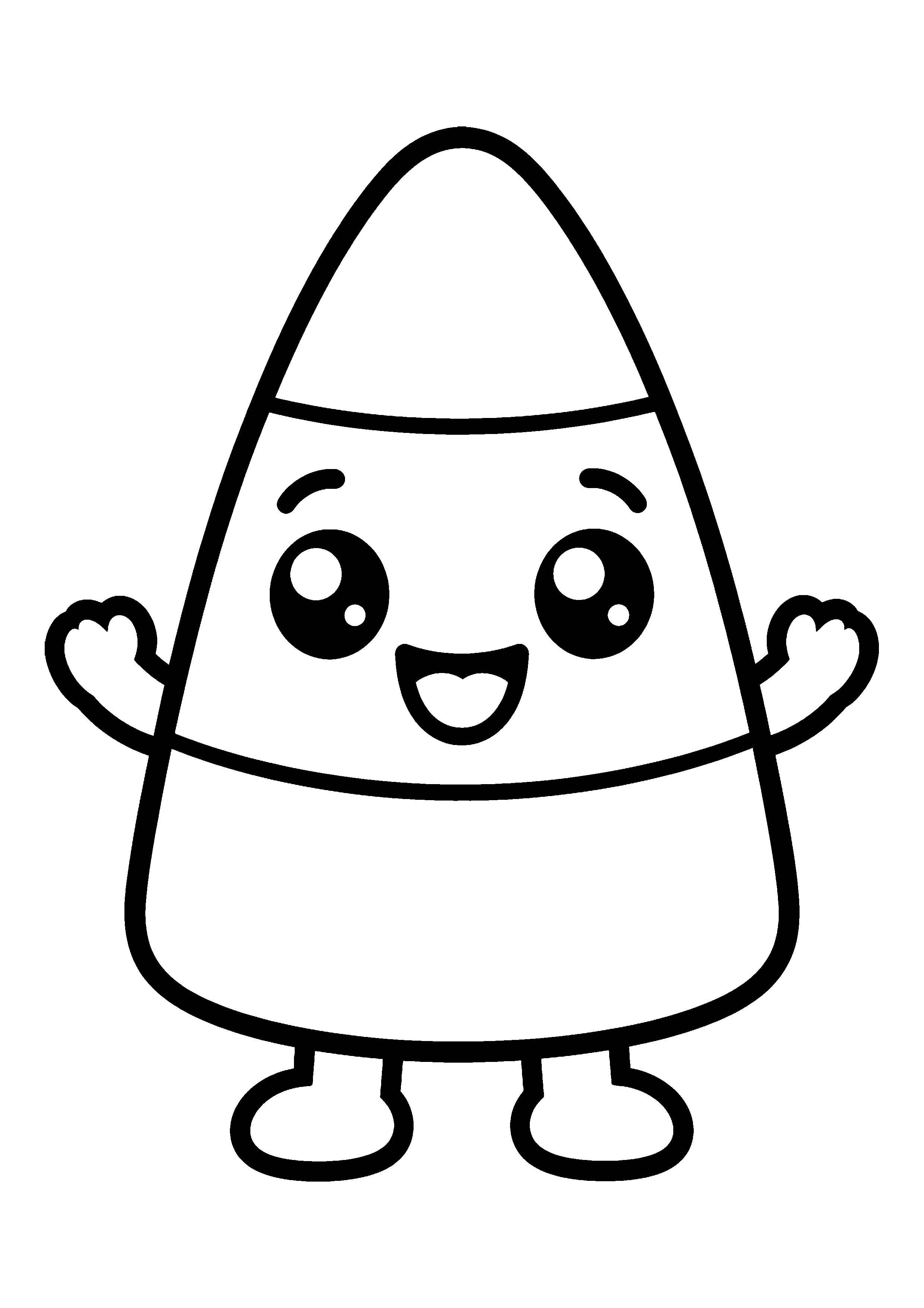 Smiling candy corn coloring page, printable line art