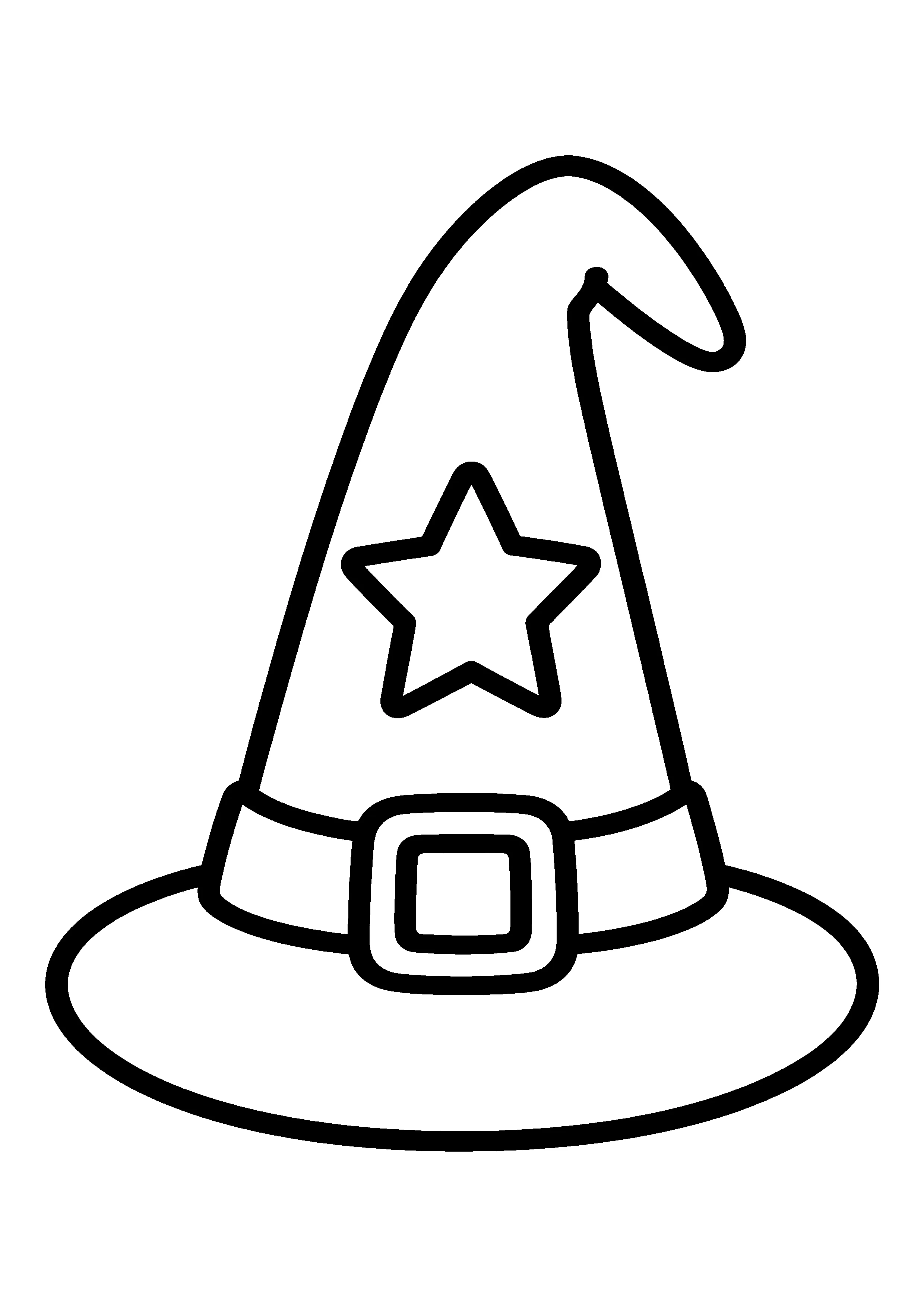 Witch hat with star coloring page, printable line art