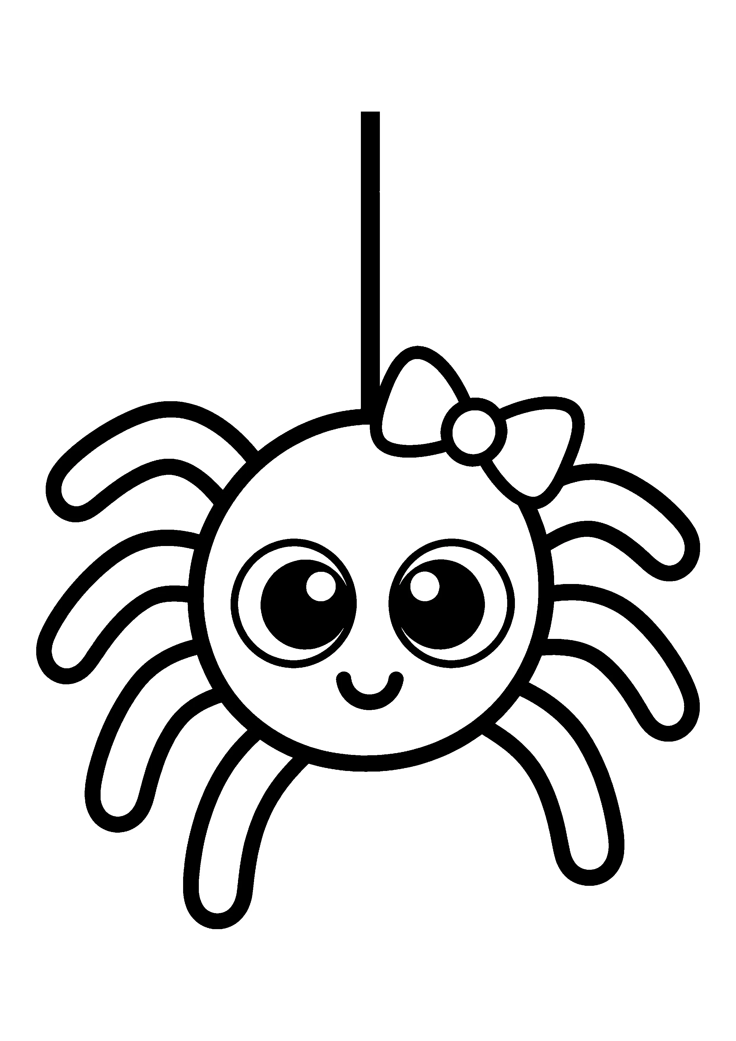 Spider on a thread coloring page, printable line art