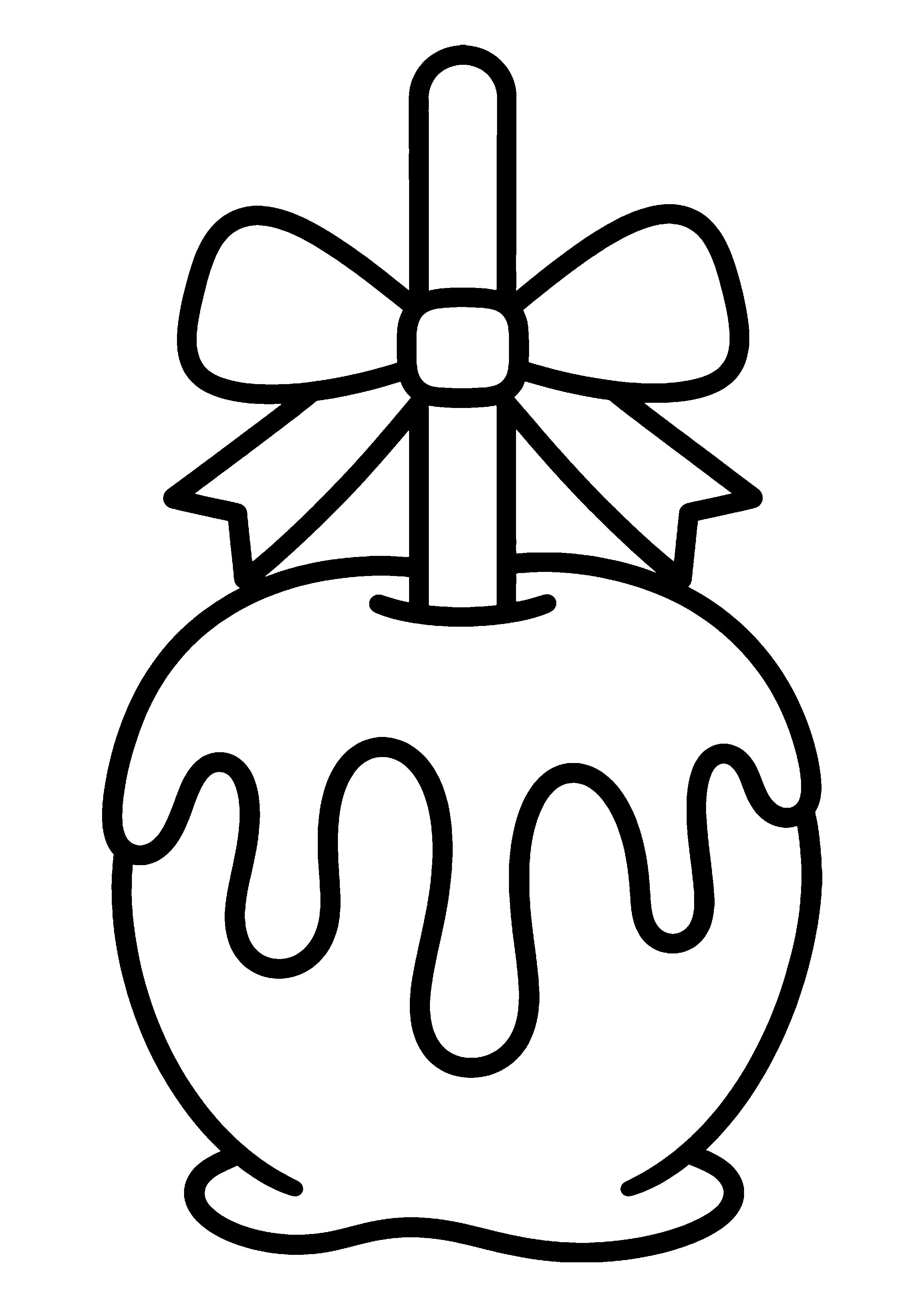 Candy apple with bow coloring page, printable line art