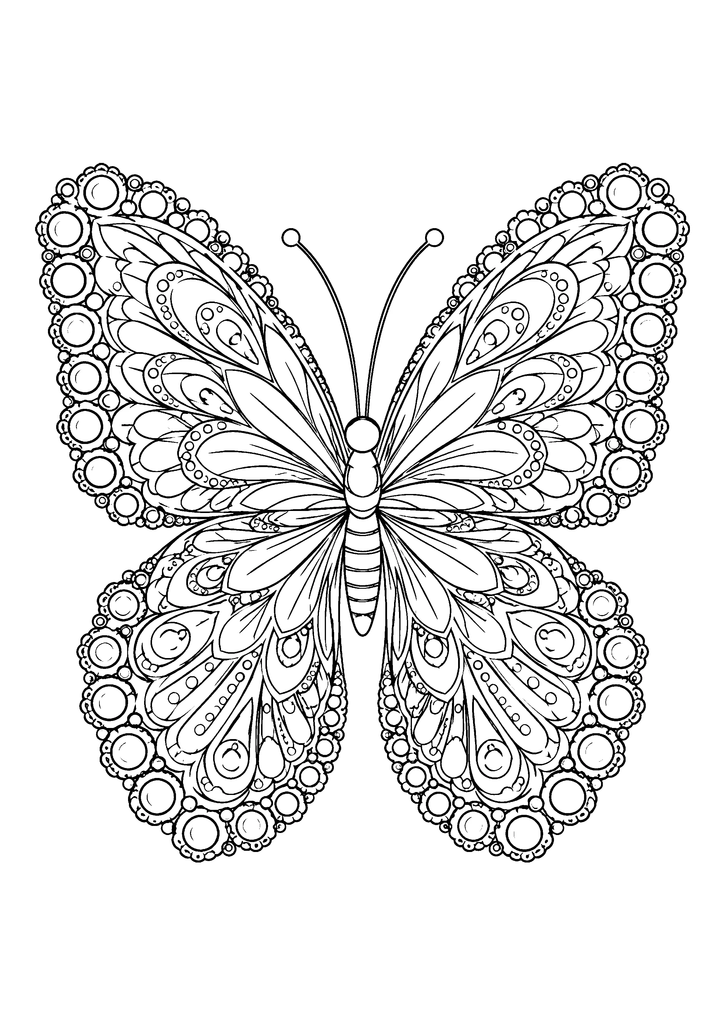 Lace wing butterfly mandala coloring page, printable line art