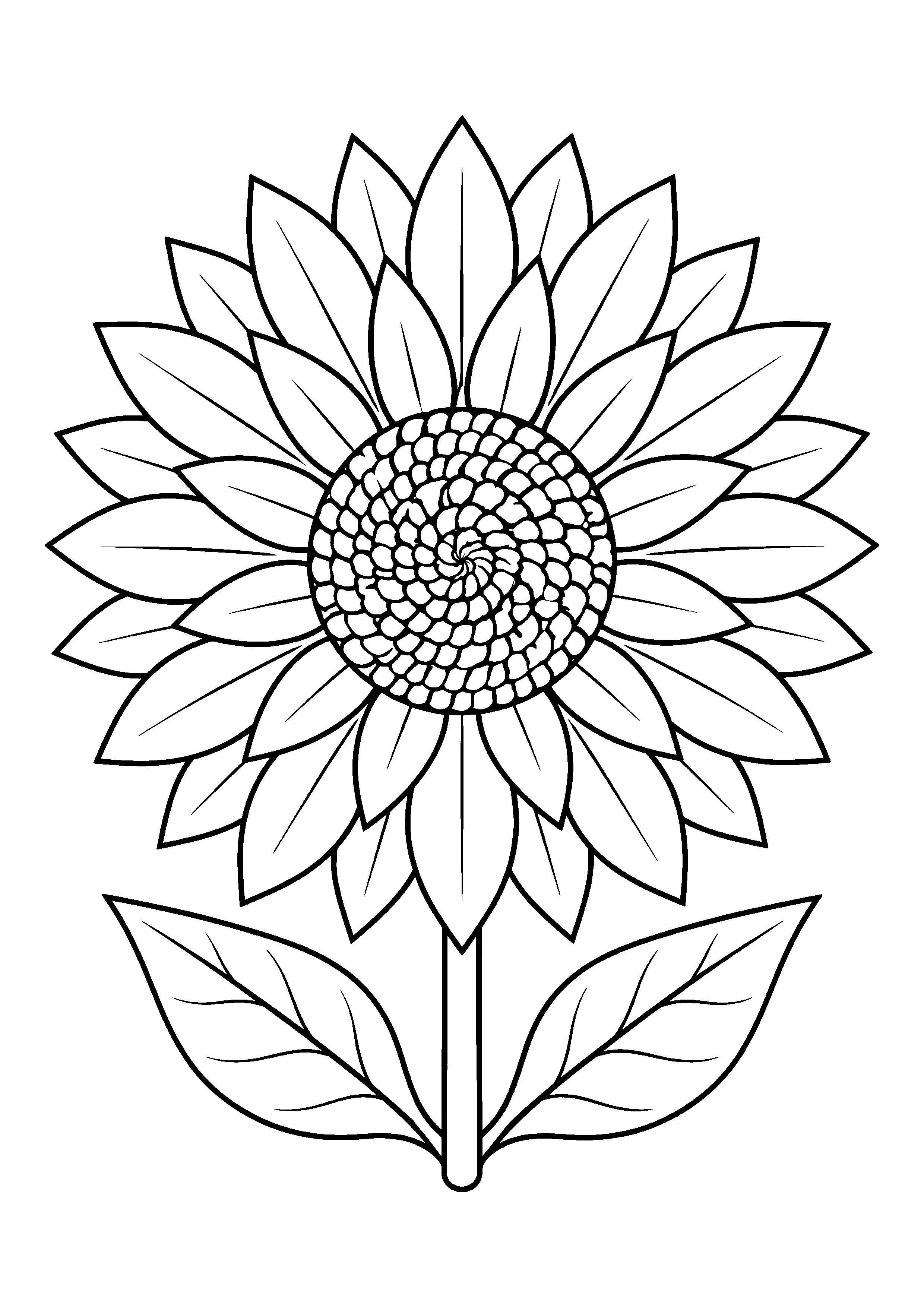 Sunflower mandala coloring page, printable line art